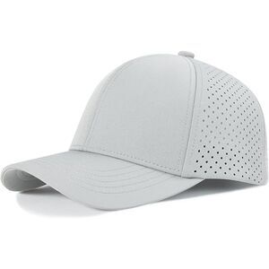 Men's Grey Perforated Adjustable Sports Laser Cut Mesh Ball Curved Brim Cap